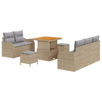 Garten-Sofa-Set mit Kissen mit Kissen 8 pcs Beige und Hellgrau