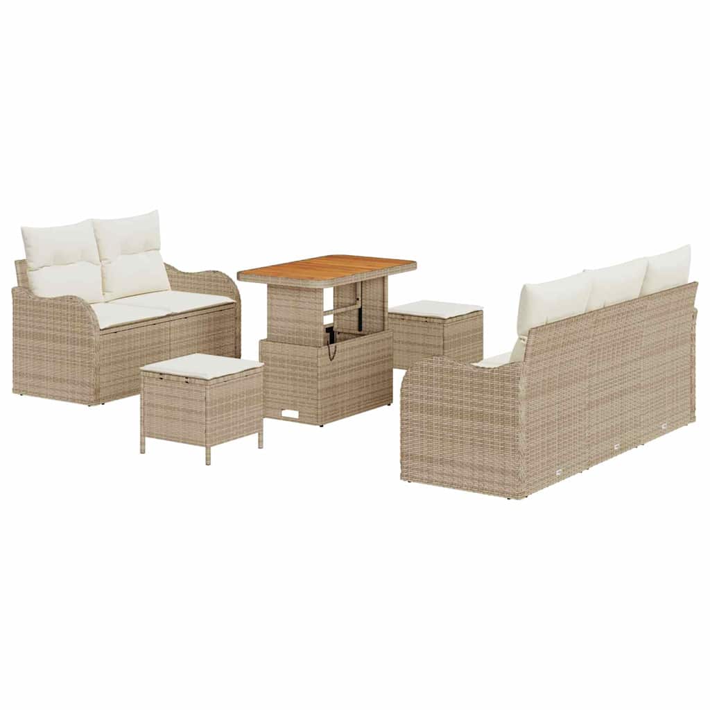 Garten-Sofa-Set mit Kissen mit Speicher 8 pcs Beige und Creme