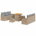 Garten-Sofa-Set mit Kissen 9 pcs Beige und Hellgrau