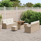 Garten-Sofa-Set mit Kissen mit Speicher 9 pcs Beige und Creme