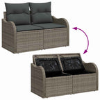 Garten-Sofa-Set mit Kissen mit Speicher 10 pcs Grau