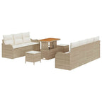 Garten-Sofa-Set mit Kissen mit Speicher 10 pcs Beige und Creme