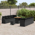 Garten-Sofa-Set mit Kissen mit Speicher 11 pcs Schwarz