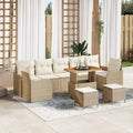 Garten-Sofa-Set mit Kissen mit Speicher 10 pcs Beige und Creme