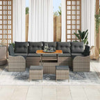 Garten-Sofa-Set mit Kissen mit Speicher 10 pcs Grau