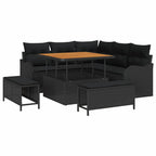 Garten-Sofa-Set mit Kissen mit Speicher 8 pcs Schwarz