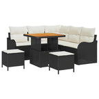 Garten-Sofa-Set mit Kissen mit Speicher 8 pcs Schwarz und Creme