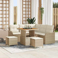 Garten-Sofa-Set mit Kissen mit Speicher 8 pcs Beige und Creme