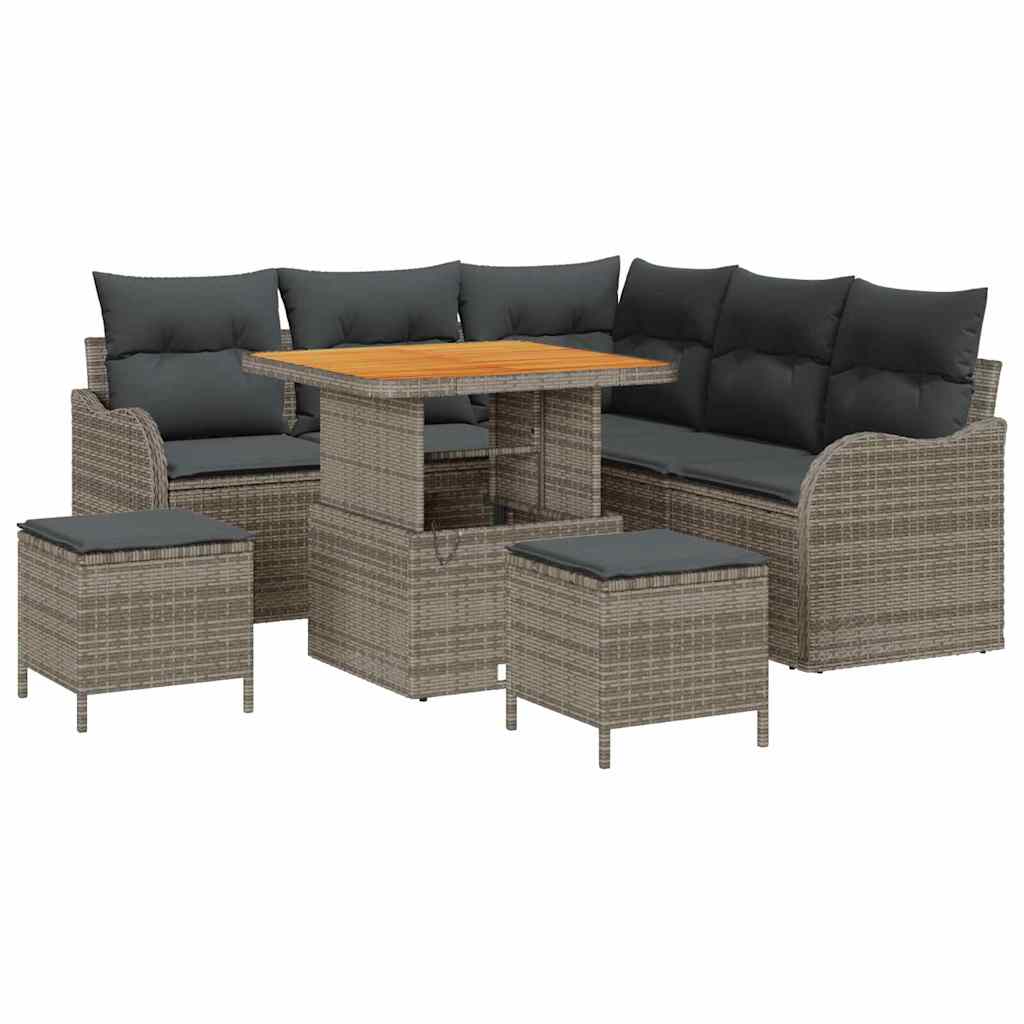Garten-Sofa-Set mit Kissen mit Speicher mit Kissen 8 pcs Grau