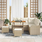 Garten-Sofa-Set mit Kissen mit Speicher 8 pcs Beige und Creme
