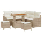 Garten-Sofa-Set mit Kissen mit Speicher 8 pcs Beige und Creme