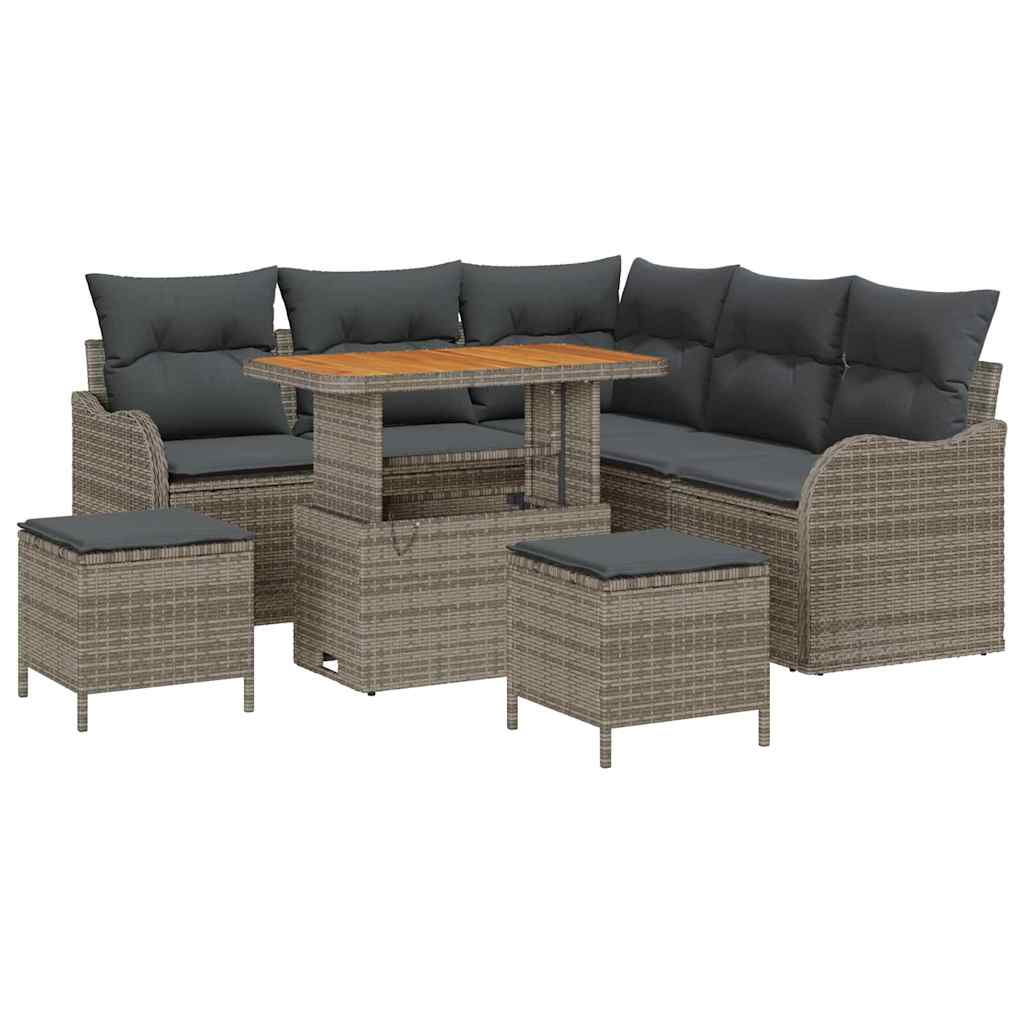 Garten-Sofa-Set mit Kissen mit Speicher mit Kissen 8 pcs Grau