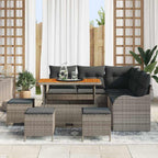 Garten-Sofa-Set mit Kissen mit Speicher mit Kissen 9 pcs Grau