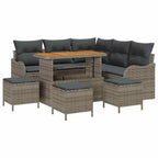 Garten-Sofa-Set mit Kissen mit Speicher mit Kissen 9 pcs Grau