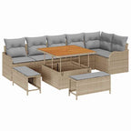 Garten-Sofa-Set mit Kissen 9 pcs Beige und Hellgrau