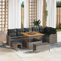 Garten-Sofa-Set mit Kissen mit Speicher 9 pcs Grau