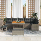 Garten-Sofa-Set mit Kissen mit Speicher 9 pcs Grau