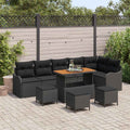 Garten-Sofa-Set mit Kissen mit Speicher 10 pcs Schwarz