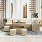 Garten-Sofa-Set mit Kissen mit Speicher 10 pcs Beige und Creme