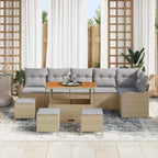 Garten-Sofa-Set mit Kissen 10 pcs Beige und Hellgrau