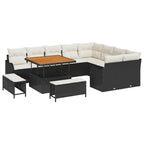 Garten-Sofa-Set mit Kissen 12 pcs Schwarz und Creme