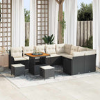 Garten-Sofa-Set mit Kissen 12 pcs Schwarz und Creme