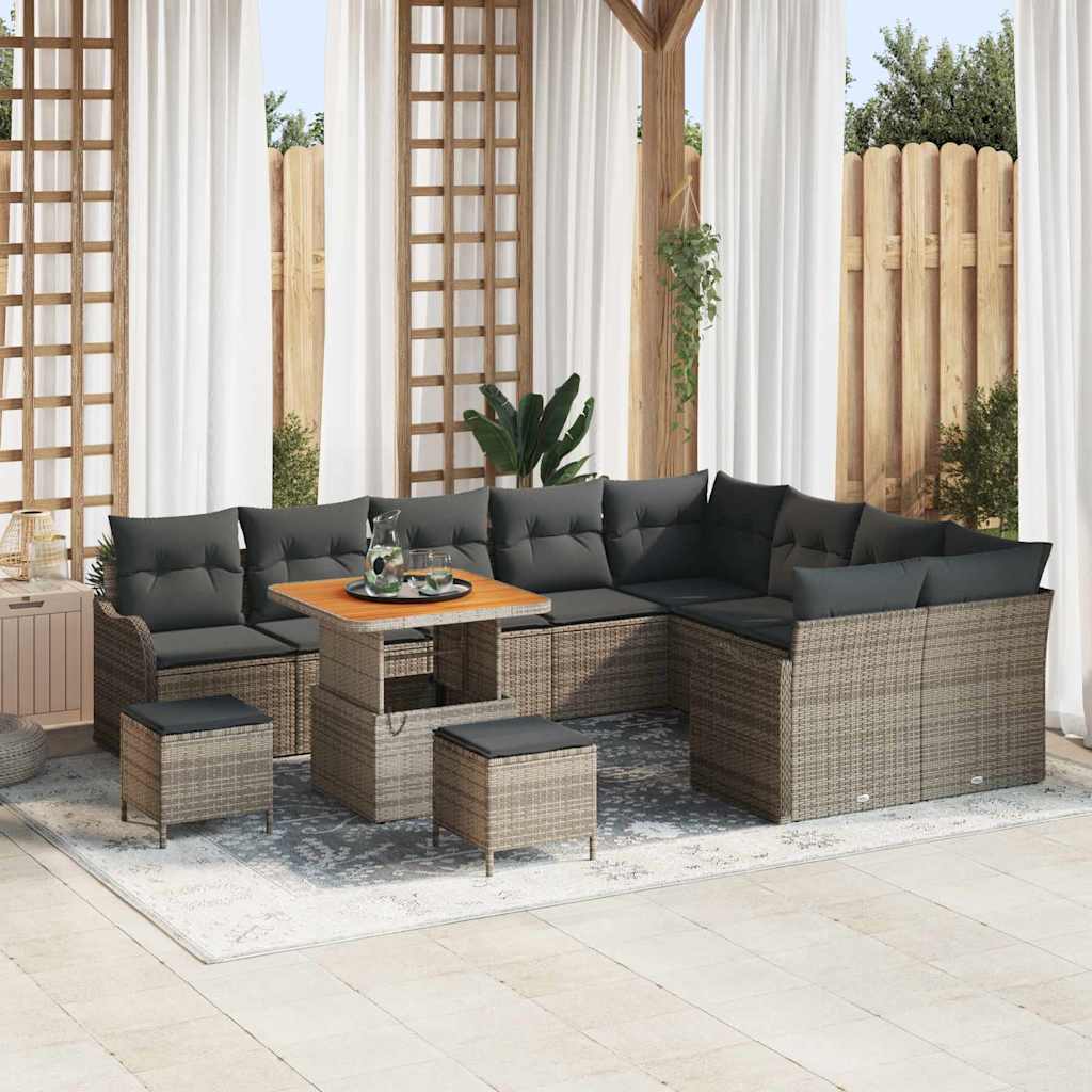 Garten-Sofa-Set mit Kissen mit Speicher 12 pcs Grau