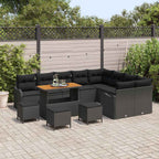 Garten-Sofa-Set mit Kissen mit Speicher 13 pcs Schwarz