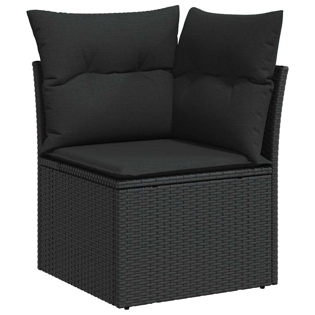 Garten-Sofa-Set mit Kissen mit Speicher 13 pcs Schwarz