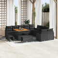 Garten-Sofa-Set mit Kissen mit Speicher 13 pcs Schwarz