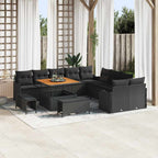 Garten-Sofa-Set mit Kissen mit Speicher 13 pcs Schwarz