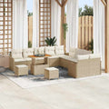 Garten-Sofa-Set mit Kissen mit Speicher 13 pcs Beige und Creme