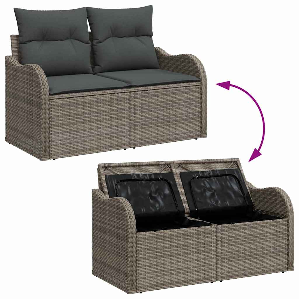 Garten-Sofa-Set mit Kissen mit Speicher 13 pcs Grau