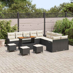 Garten-Sofa-Set mit Kissen 14 pcs Schwarz und Creme