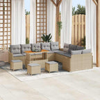 Garten-Sofa-Set mit Kissen 14 pcs Beige und Hellgrau