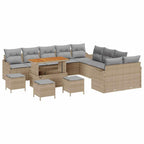 Garten-Sofa-Set mit Kissen 14 pcs Beige und Hellgrau