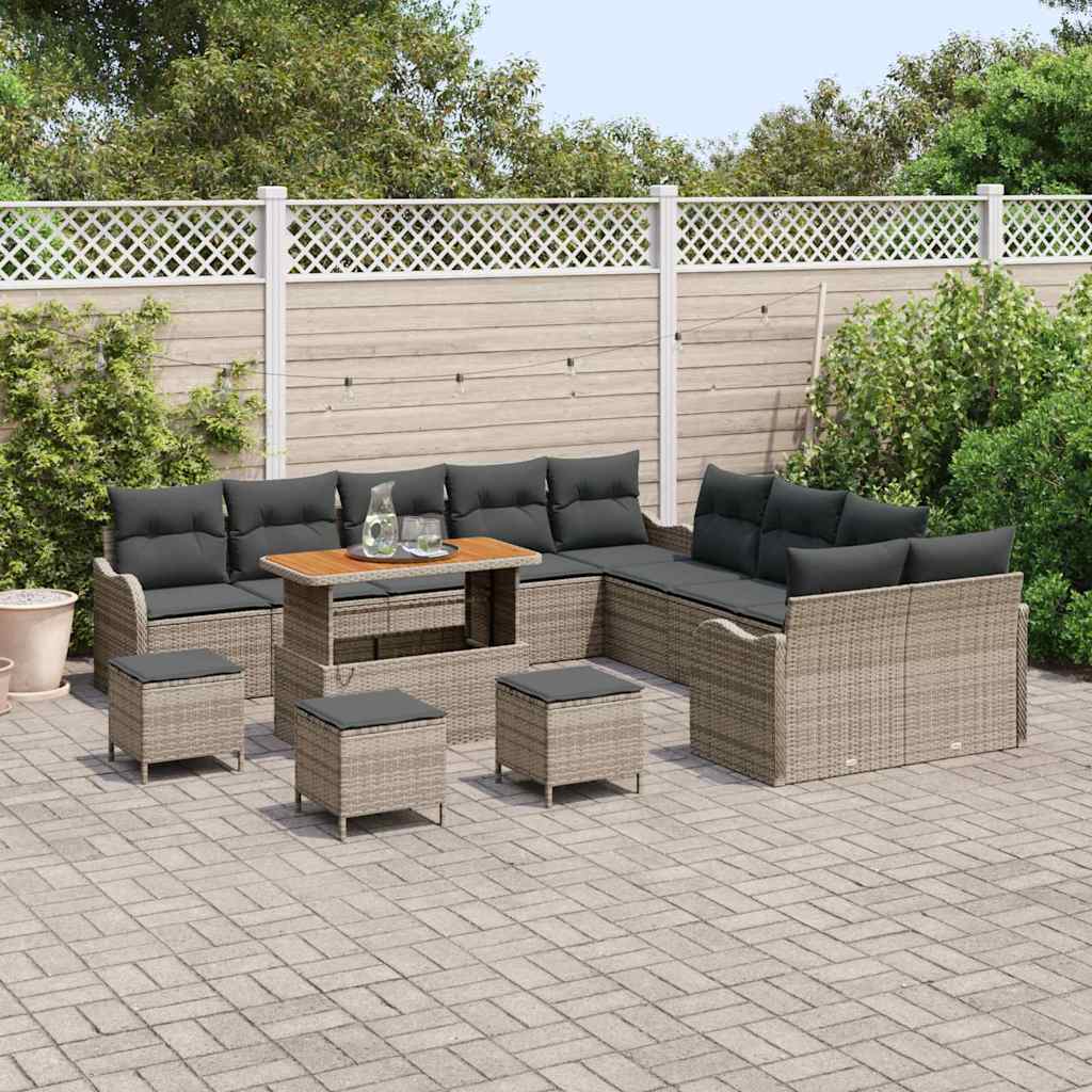 Garten-Sofa-Set mit Kissen mit Speicher 14 pcs Grau