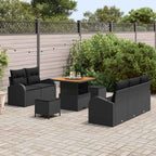 Garten-Sofa-Set mit Kissen mit Speicher 8 pcs Schwarz
