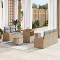 Garten-Sofa-Set mit Kissen mit Kissen 8 pcs Beige und Hellgrau