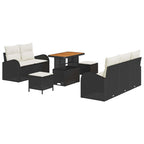 Garten-Sofa-Set mit Kissen mit Speicher 8 pcs Schwarz und Creme