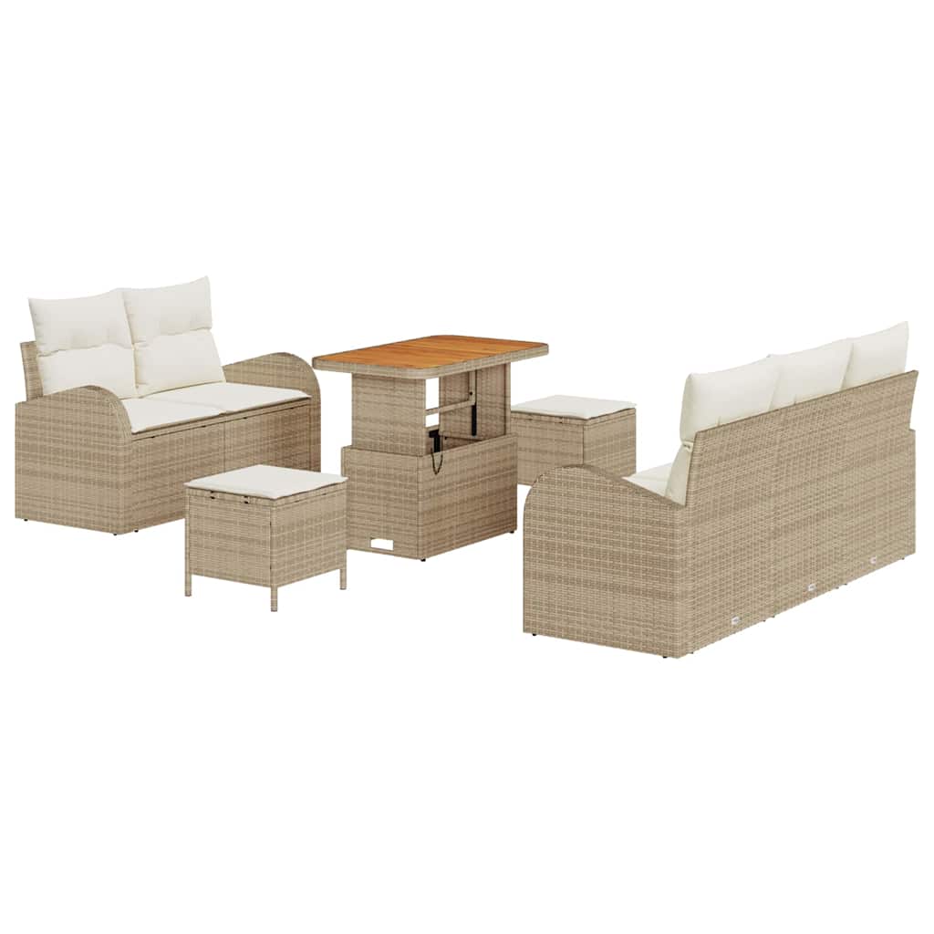 Garten-Sofa-Set mit Kissen mit Speicher 8 pcs Beige und Creme