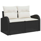 Garten-Sofa-Set mit Kissen mit Kissen 10 pcs Schwarz und Creme