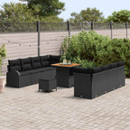 Garten-Sofa-Set mit Kissen mit Speicher 11 pcs Schwarz