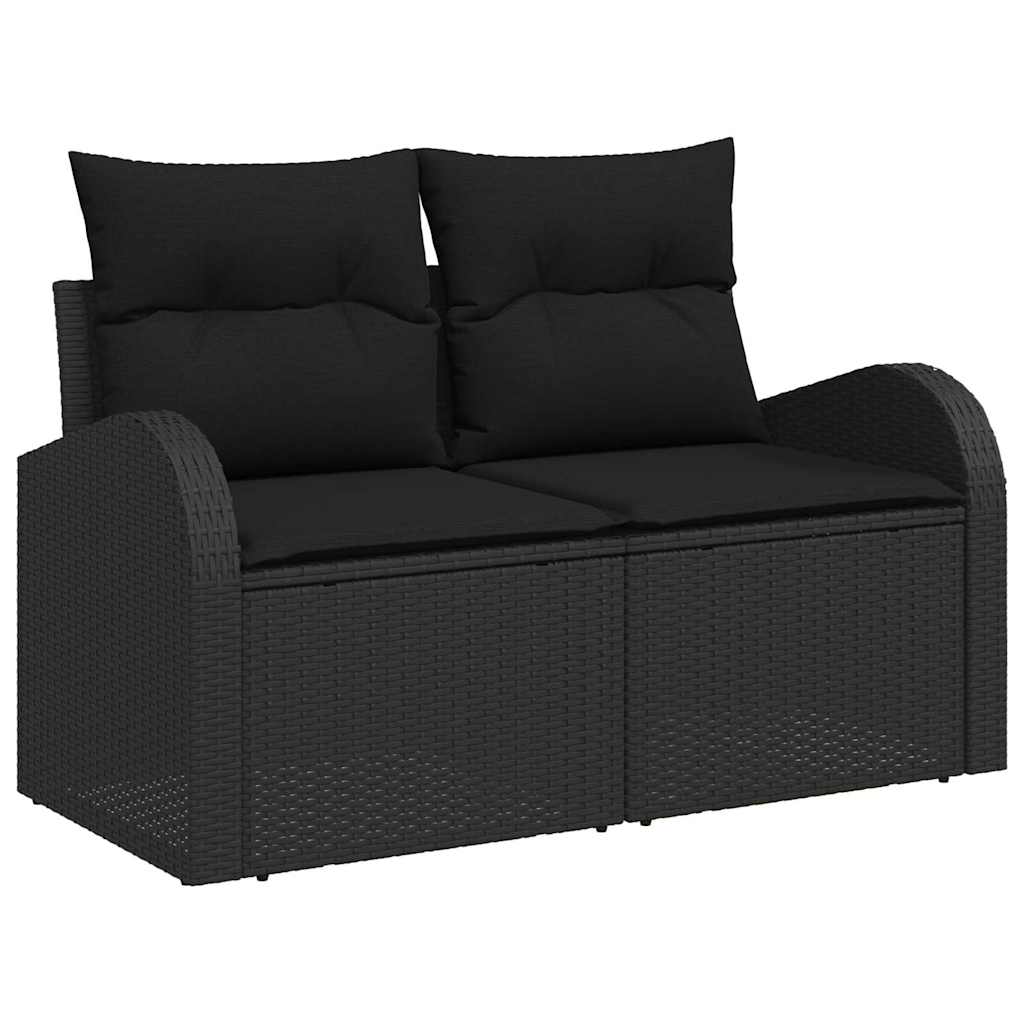 Garten-Sofa-Set mit Kissen mit Speicher 11 pcs Schwarz