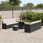 Garten-Sofa-Set mit Kissen 11 pcs Schwarz und Creme