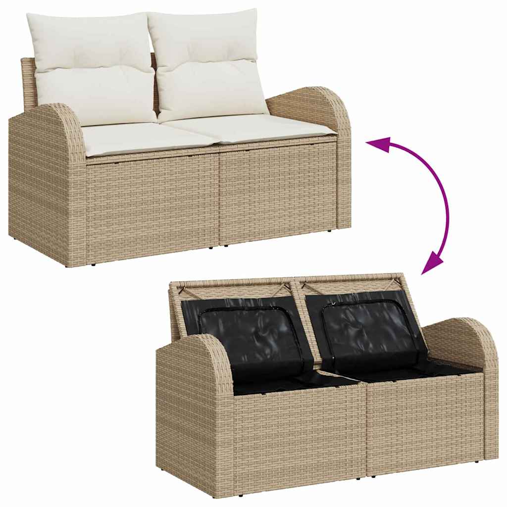 Garten-Sofa-Set mit Kissen mit Speicher 11 pcs Beige und Creme