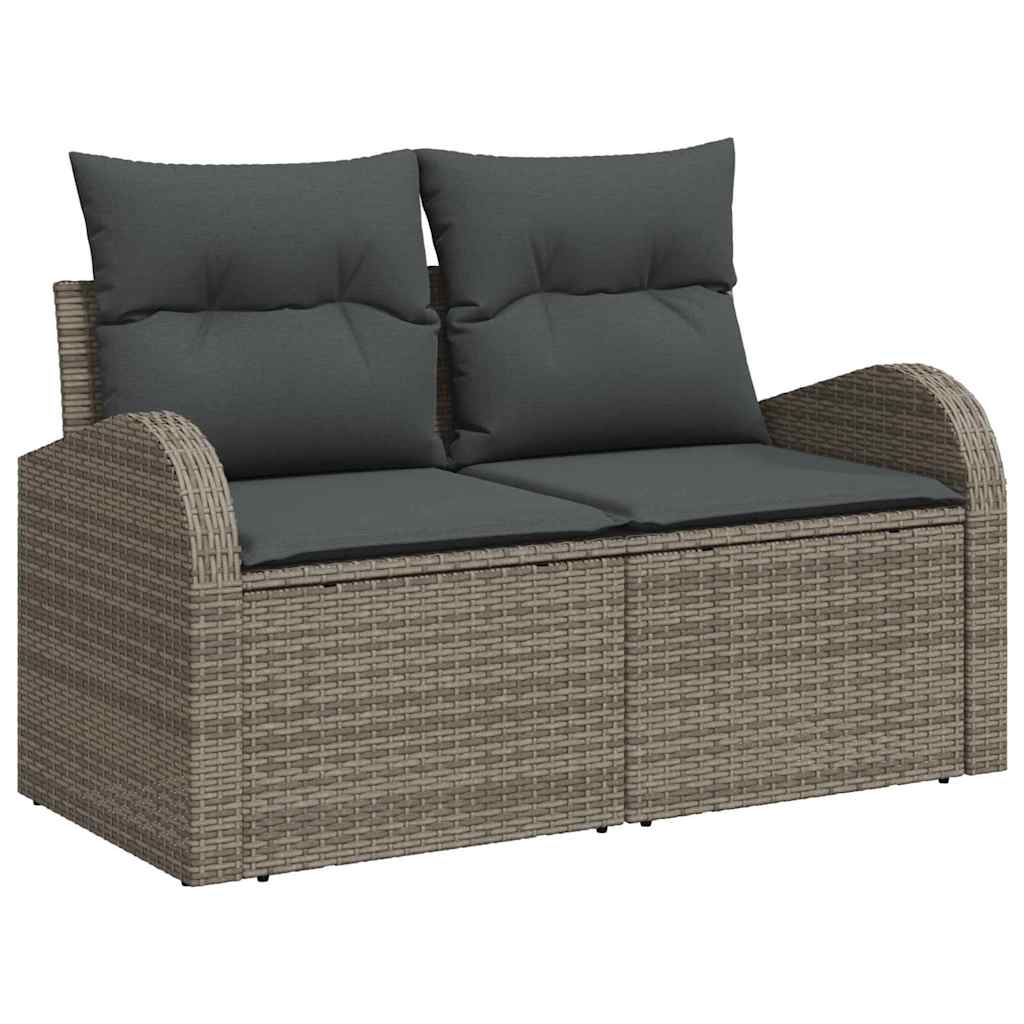 Garten-Sofa-Set mit Kissen mit Speicher 11 pcs Grau