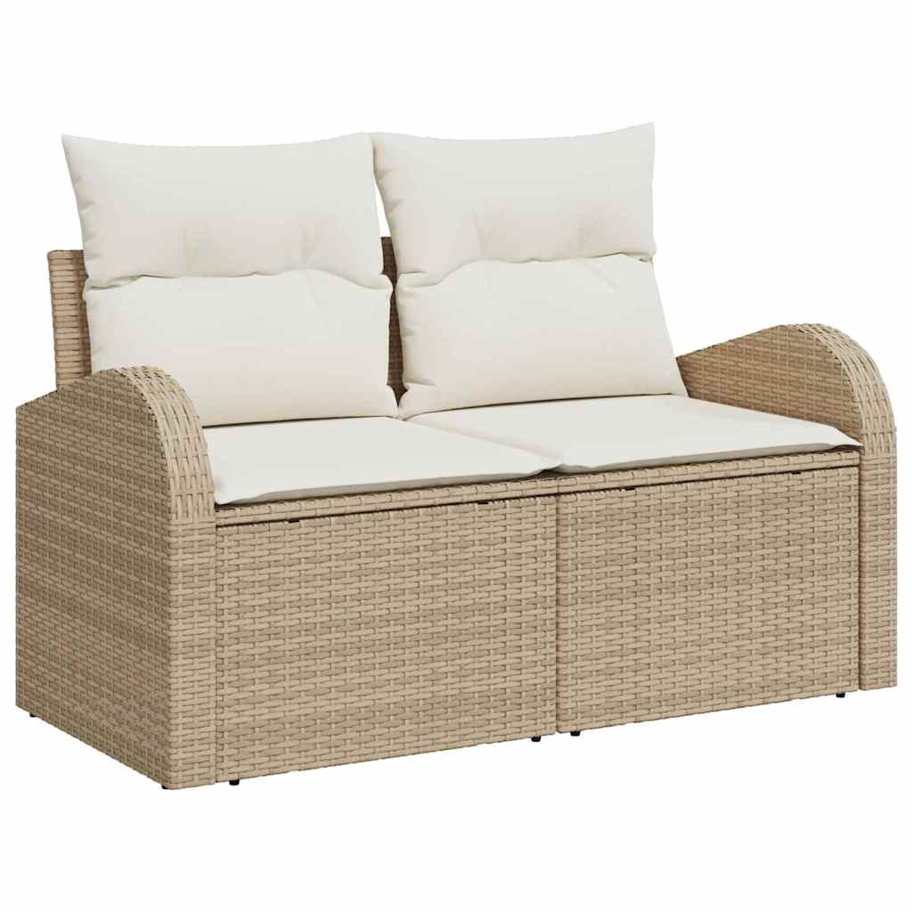 Garten-Sofa-Set mit Kissen mit Speicher 11 pcs Beige und Creme