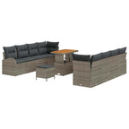 Garten-Sofa-Set mit Kissen mit Speicher 11 pcs Grau