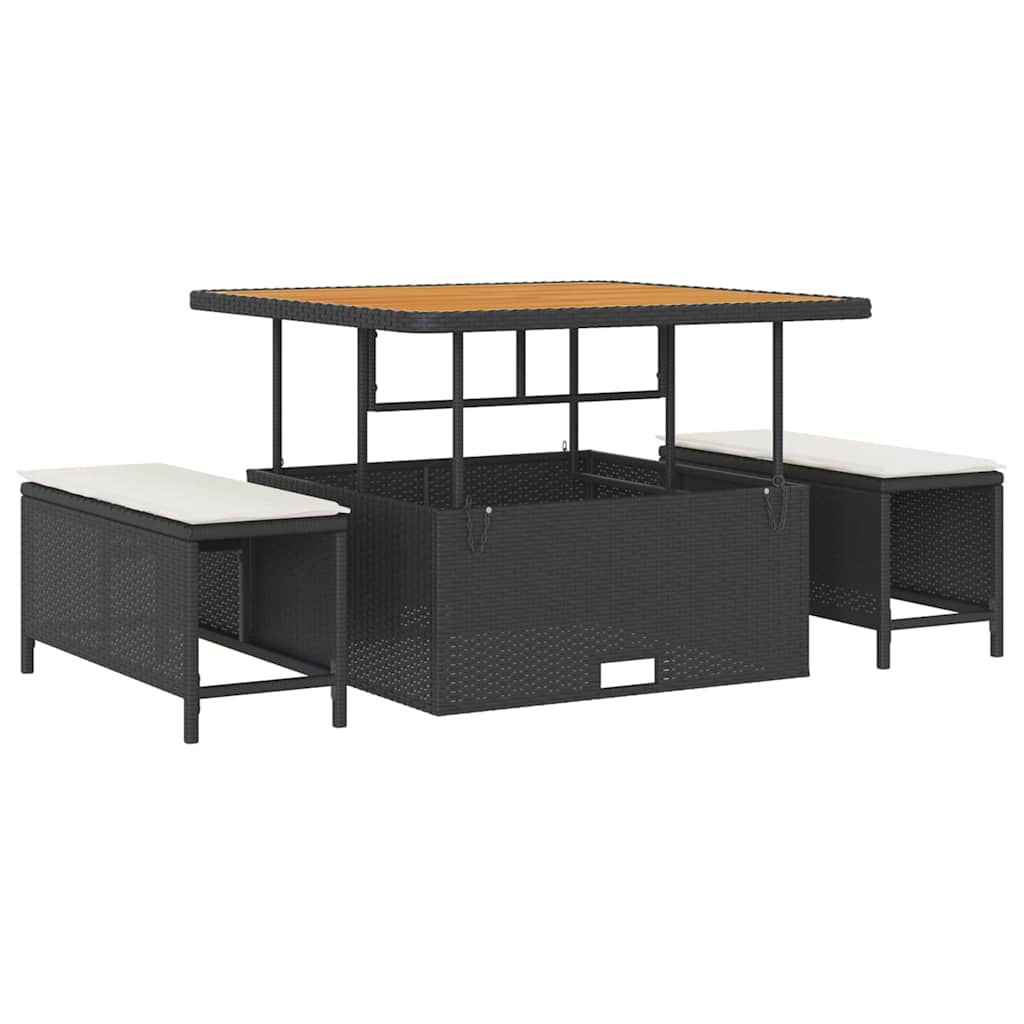 Garten-Sofa-Set mit Kissen 11 pcs Schwarz und Creme